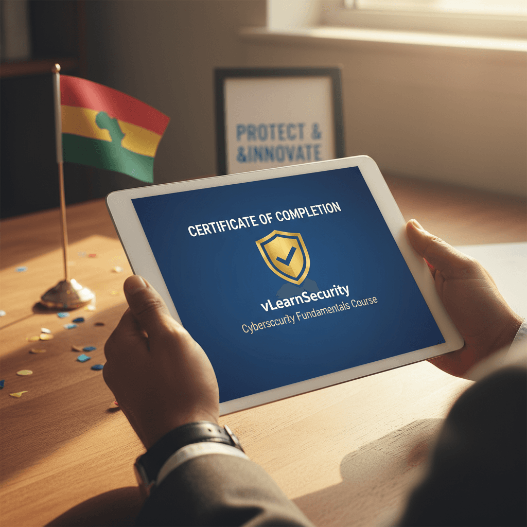Digital certificate of completion displayed on a tablet screen