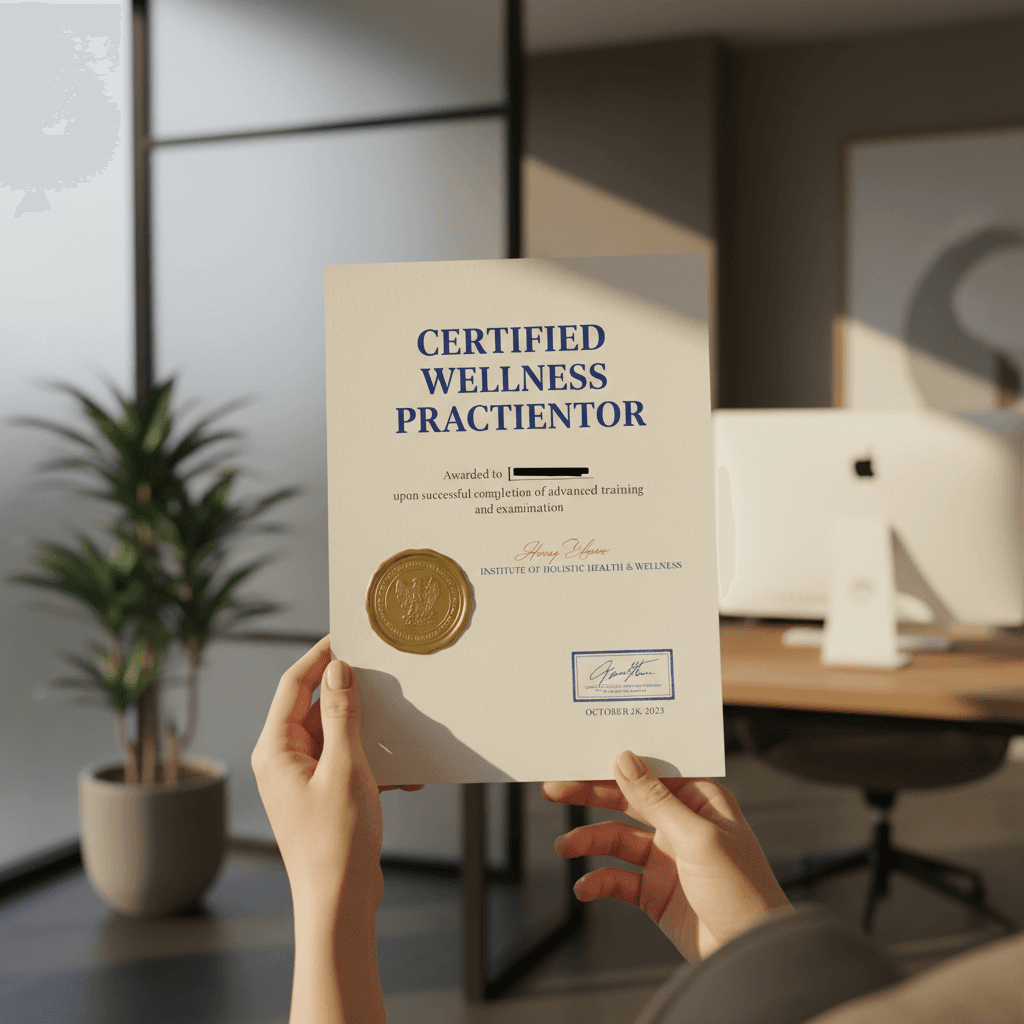Completion certificate on desk