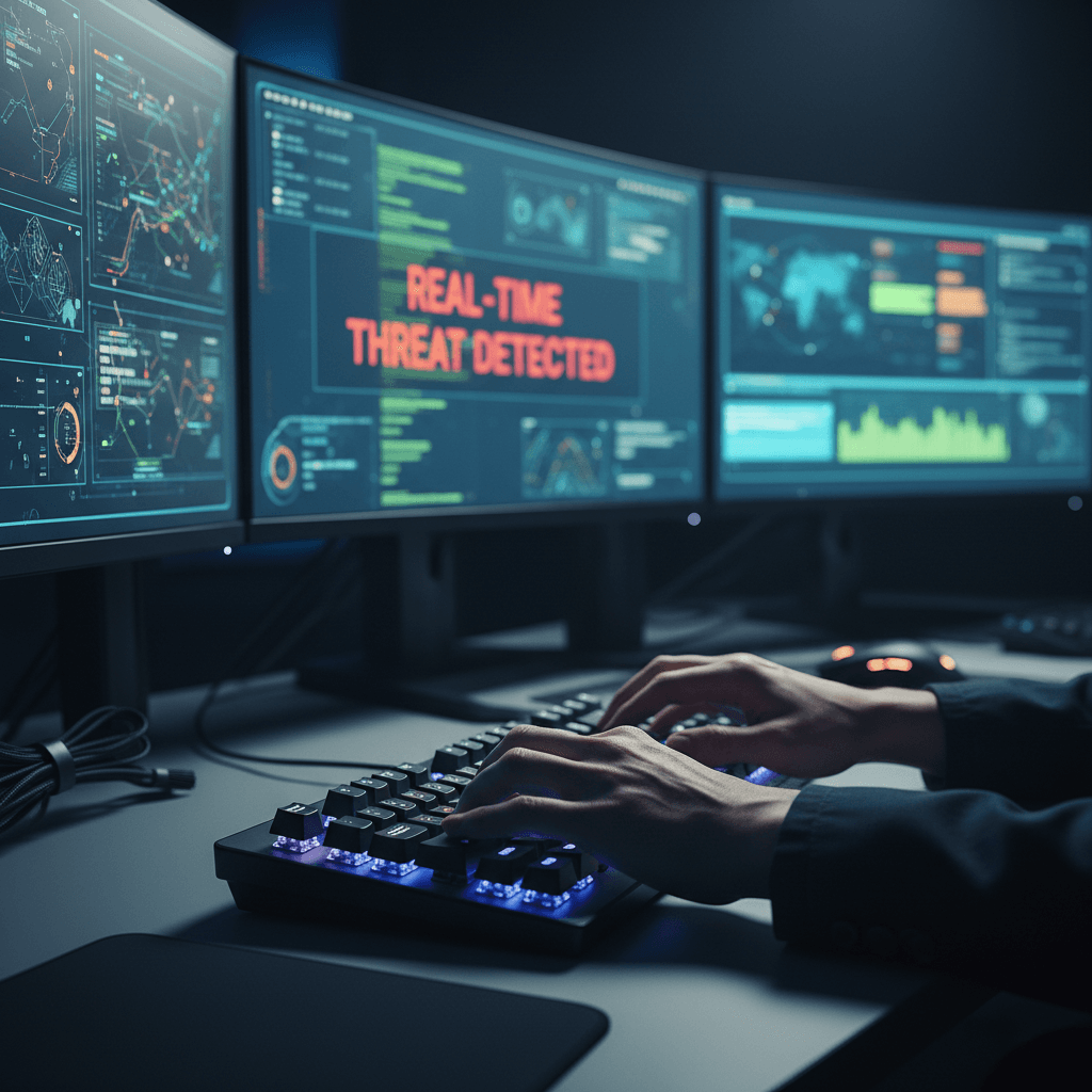 Cybersecurity analyst monitoring threats