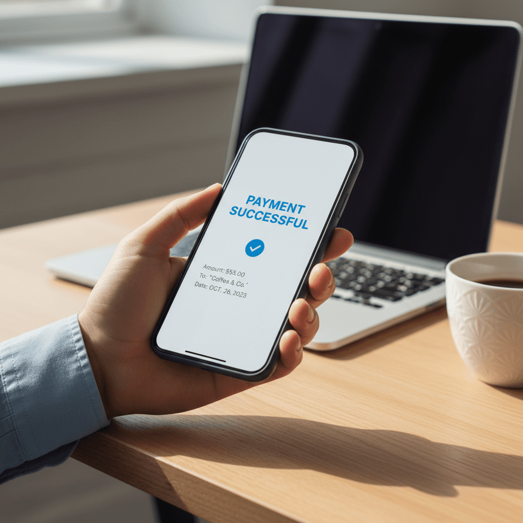 Mobile payment confirmation on smartphone