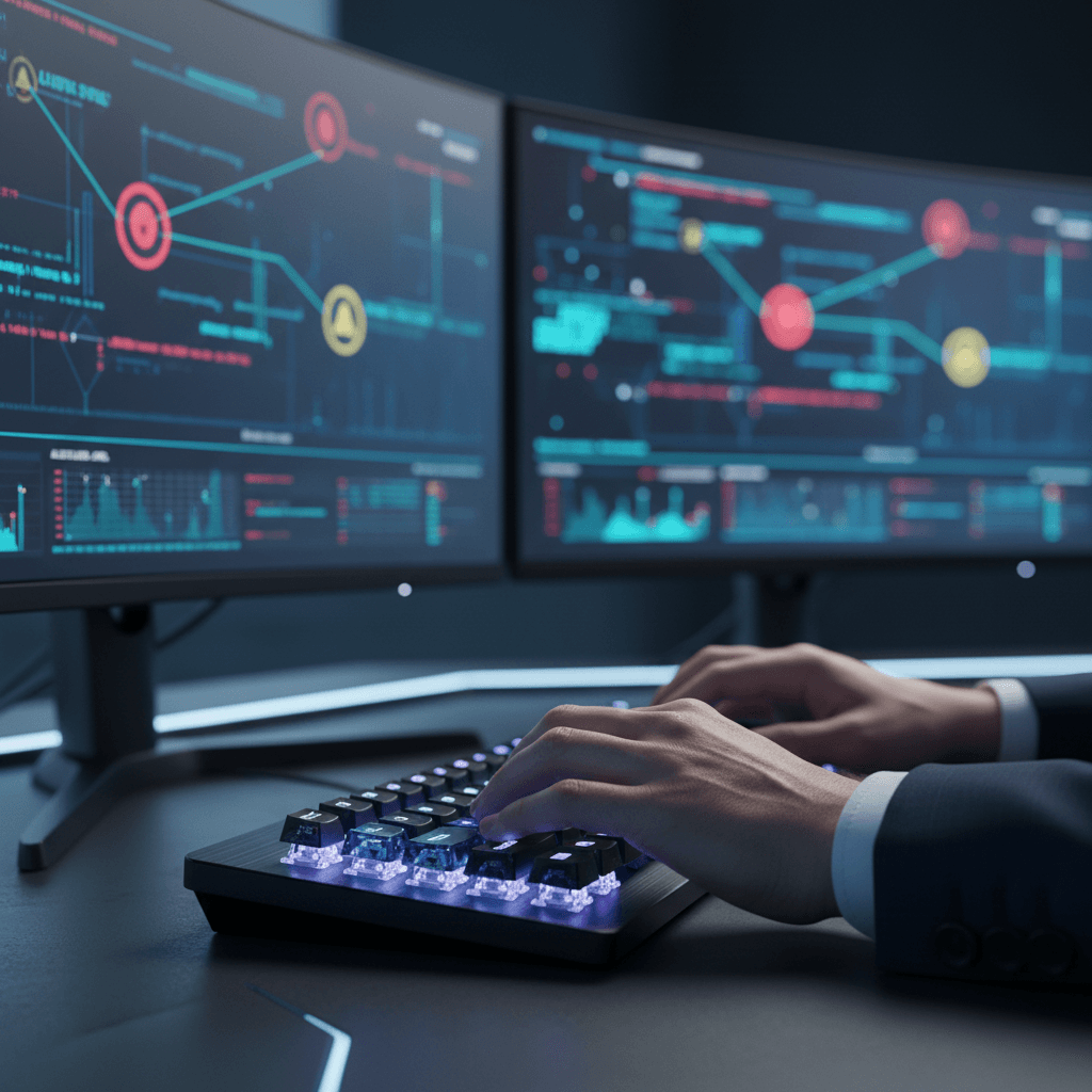 Hands typing during active cybersecurity incident response